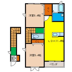 論田 徒歩3分 2階の物件間取画像